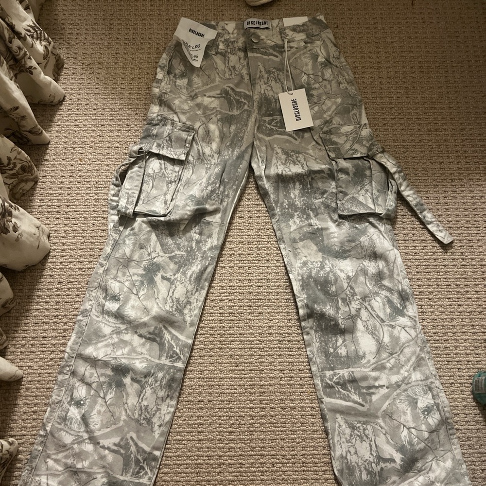 Stussy Gray Camo Flare & Wide Leg Jeans
